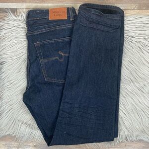 American Cargo Slim Straight Men's Jeans Size 34X32 Button Fly Cotton Dark Wash